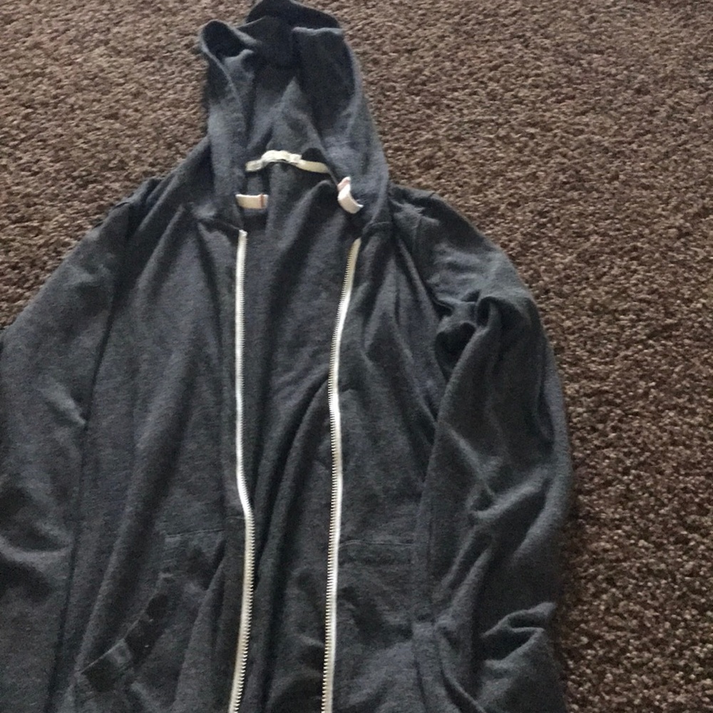 Grey hooded fleece jacket
